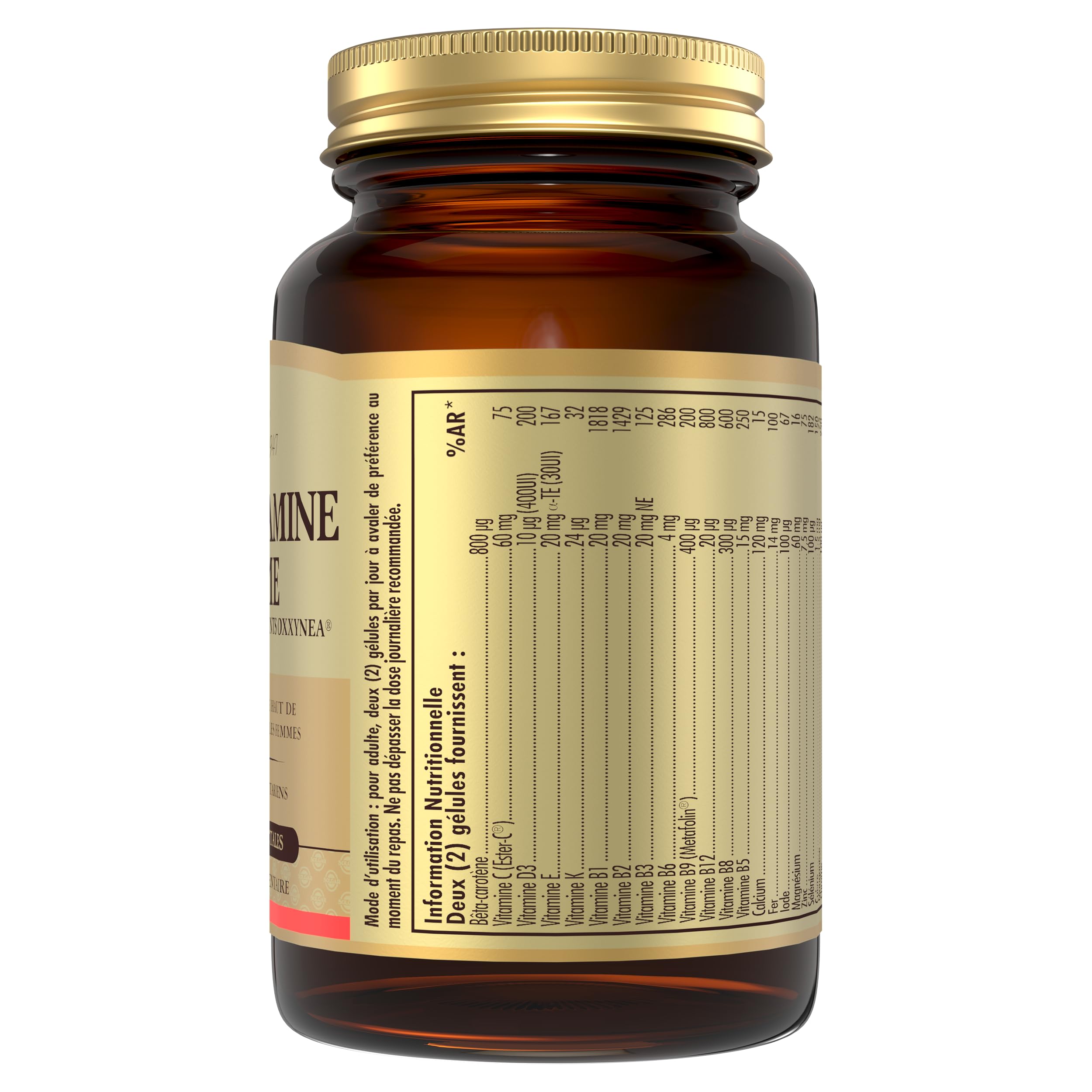 Solgar Multivitamine Femme – Réduction de la Fatigue – 13 vitamines et 9 minéraux – Zinc, Fer Bisglycinate, Phytonutriments Oxxynea – Source d'énergie – Complément Alimentaire – 60 gélules végétales