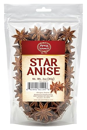 Spicy World Star Anise Whole Pods 3Oz 85g Bag -Premium Quality, Vegan, All Natural, Dried, Great for Baking & Tea