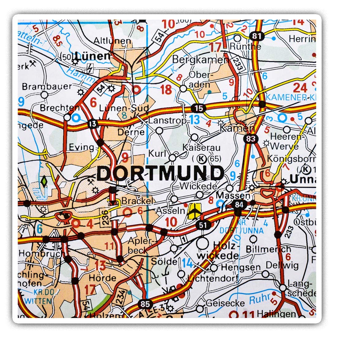 Destination Vinyl Ltd Multi 2 X Square 7.5Cm Vinyl Stickers - Dortmund Germany German Travel Map City 44895