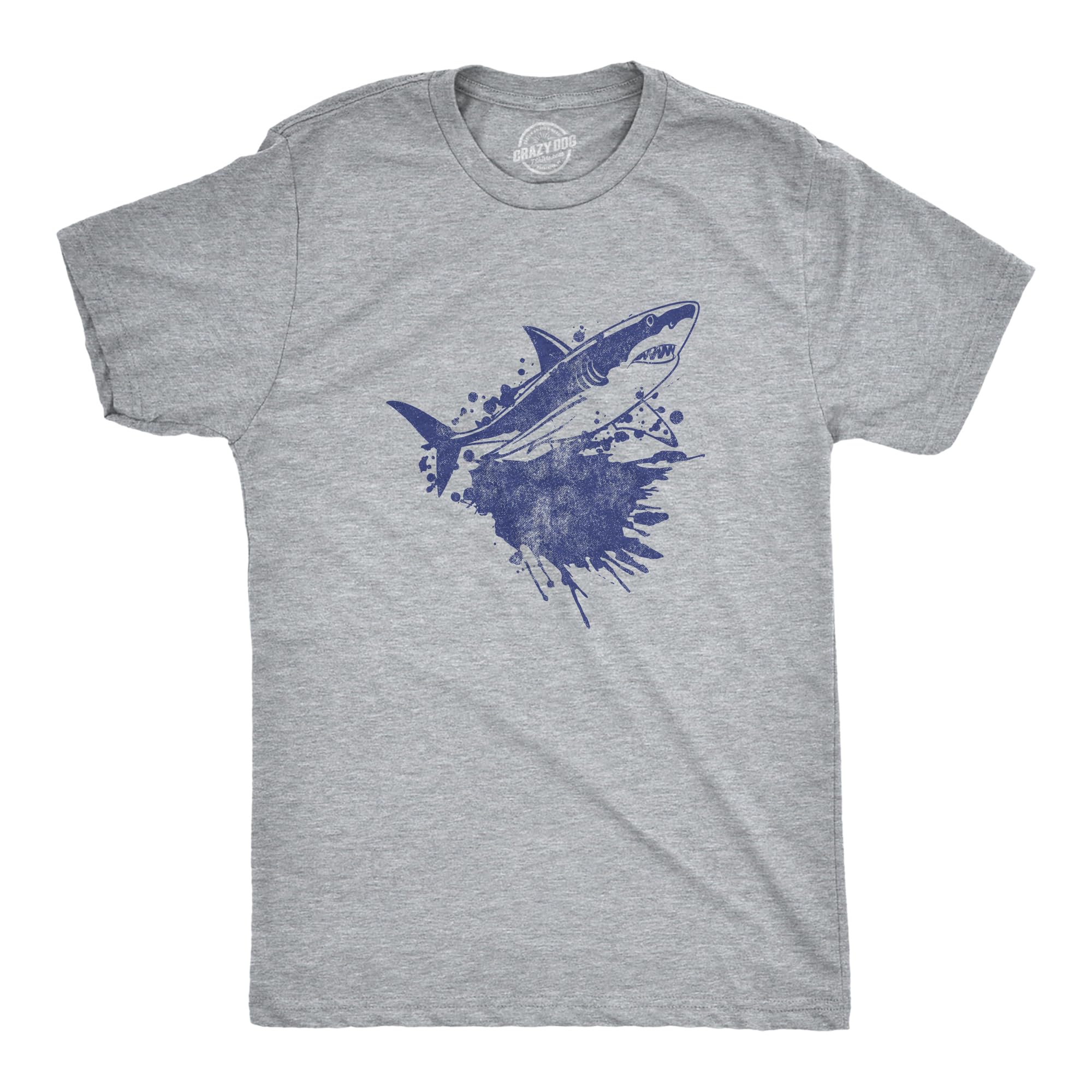 Crazy Dog T-ShirtsMens Shark Ink Splatter T Shirt Funny Awesome Shark Week Lovers Tee for Guys