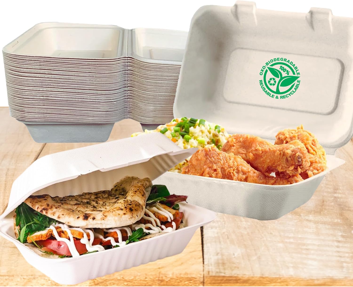Ambience Products Bagasse Food Boxes Takeaway Containers With Lids