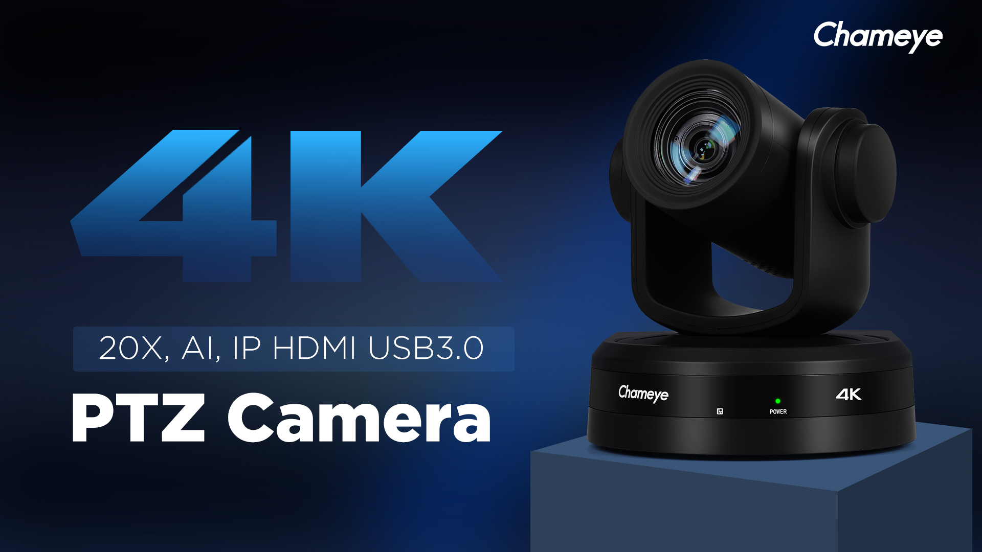 Chameye 4K PTZ Camera HDMI, 20X Optical Zoom, AI-Auto Tracking