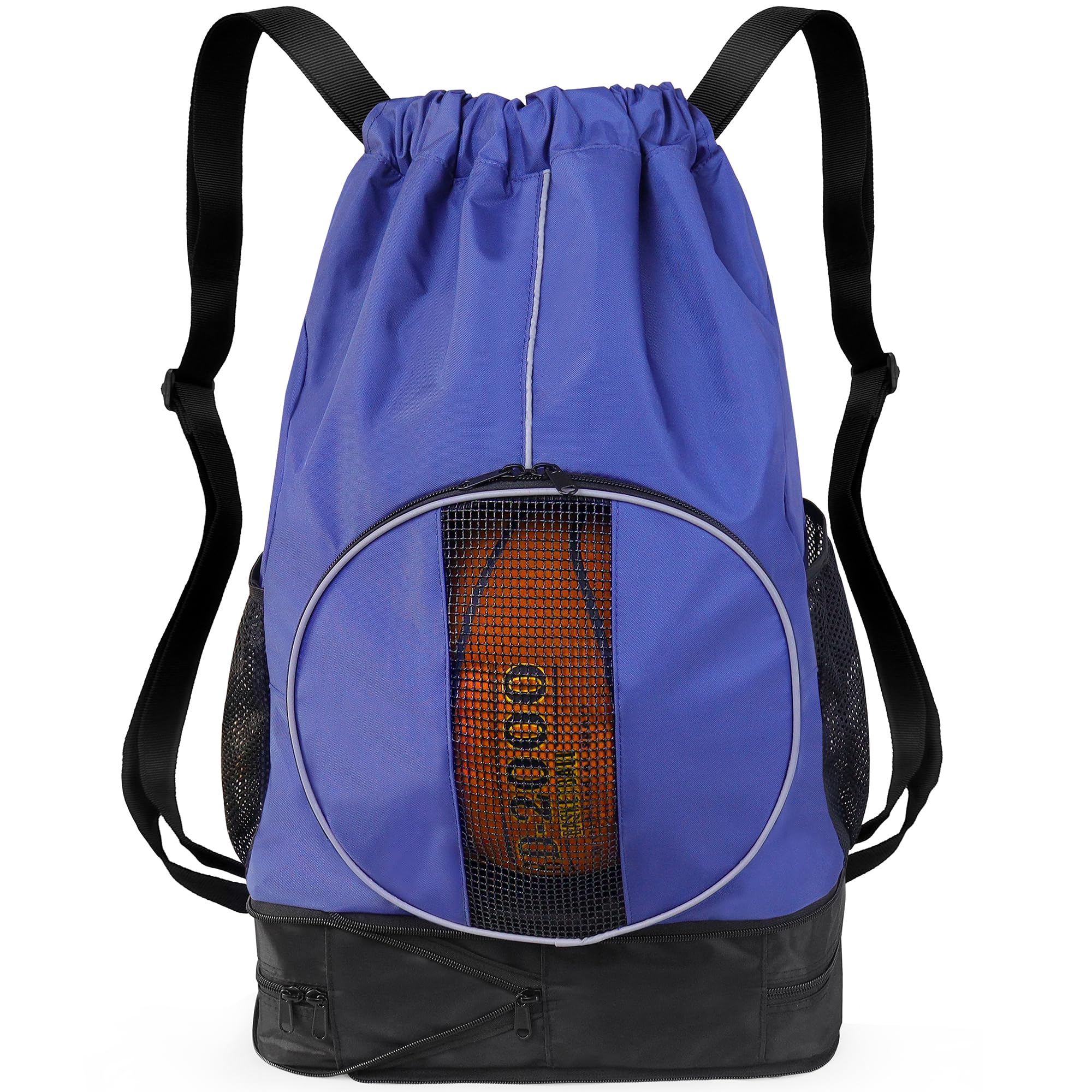 SKAITU Basketball Backpack, 45 L Drawstring Sports Bag with Large Shoe Compartment and Wet Pockets for Women Men Gym Bag