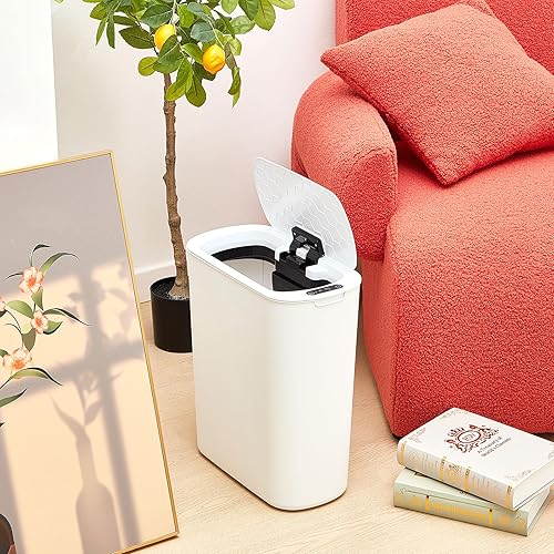 Miniatura 6 de Mifoci Botes de basura automáticos para baño con tapa, paquete de 2 unidades con sensor de movimiento automático sin contacto de 2.6 galones y 5.4