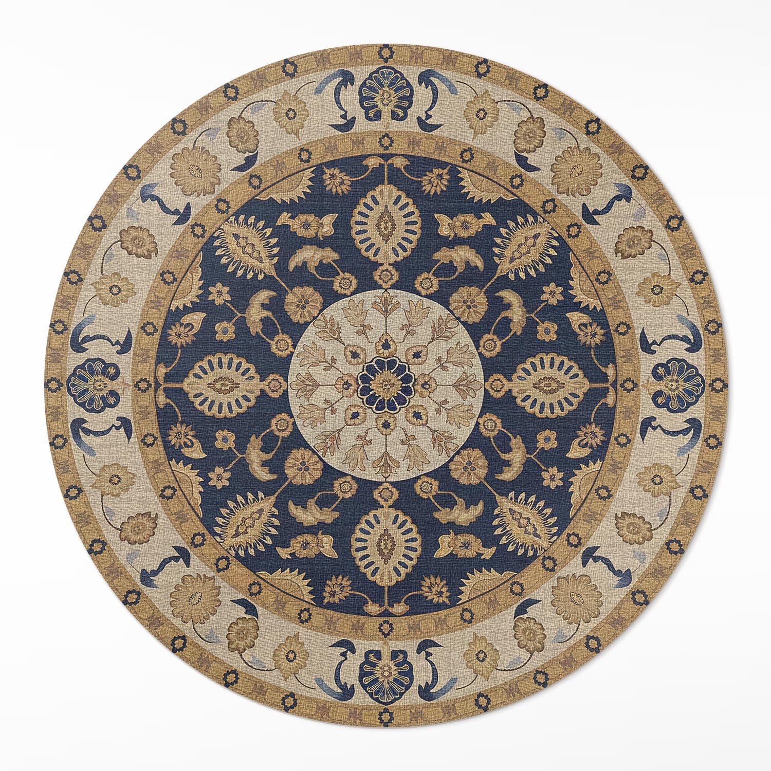 Tapis du sol vinyle élégant rond 140 cm maison deco mandalas pour intérieur raffiné