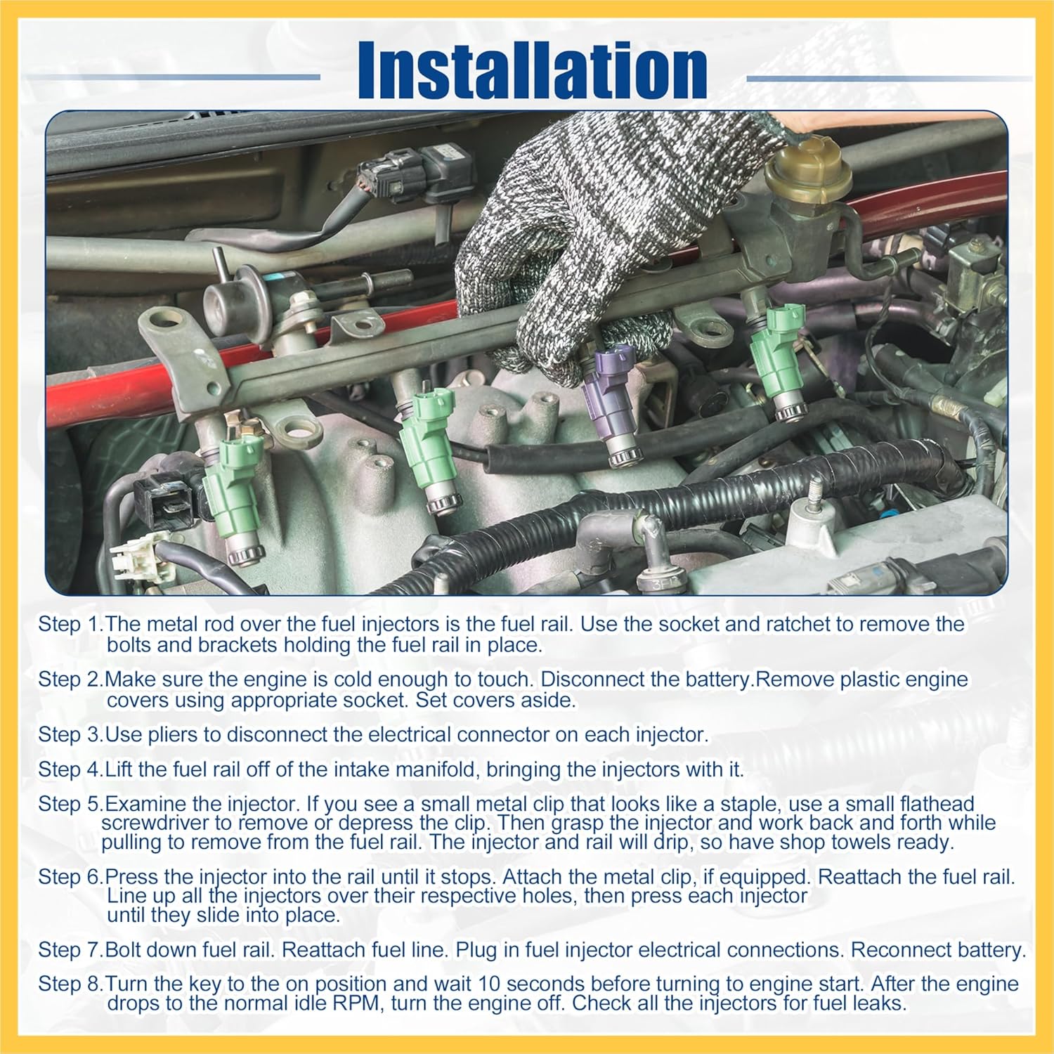 Car Fuel Injector Nozzle Replacement Fit for Lincoln Town Car 4.6L 98-01 for Ford Crown Victoria 4.6L 98-00 No.XW7Z-9F593-AB - Pack of 8 Orange Auto Replacement Parts