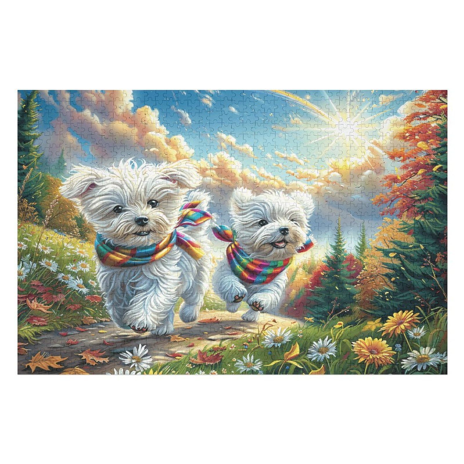 Snowy Cute Dog 1000 Piece Jigsaw Puzzle for Adults Hallway Wall Art Statement Piece Precision Cut for Interior Design Lovers 1000 PCS