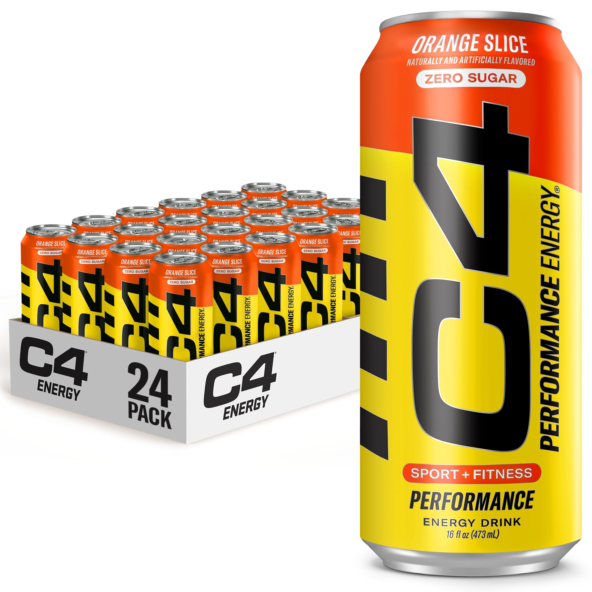 Sponsored Ad - C4 Energy Carbonated Zero Sugar Energy Drink, Pre Workout Drink + Beta Alanine, Orange Slice, 16 Fl Oz (Pack of 24)