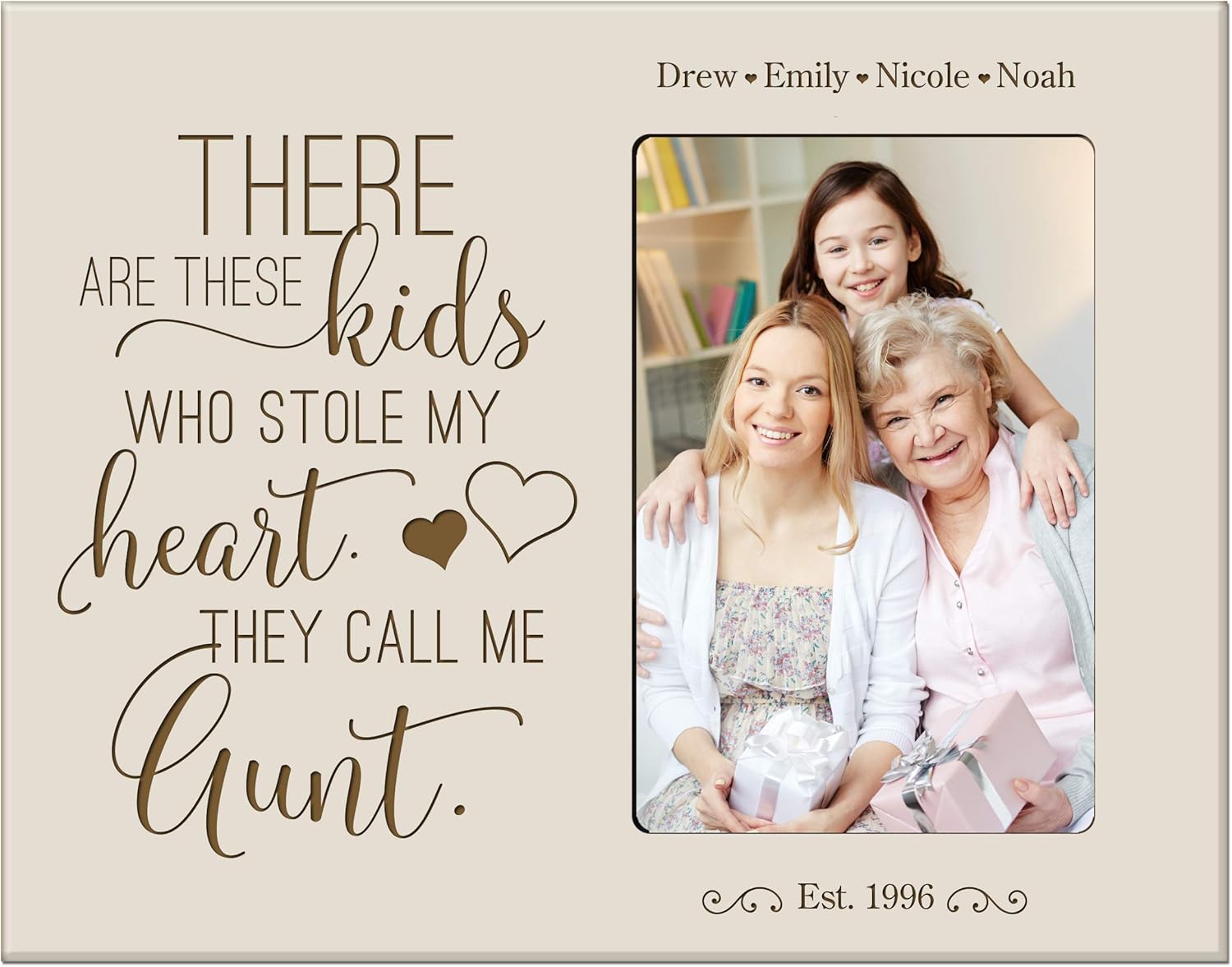 LifeSong Milestones Personalized Grandmother Gift There are These Kids from Grandson, Nephew, Granddaughter, Grandchildren Vertical Frame 4”x6” Photo Measures 8”x10” (Cherry)
