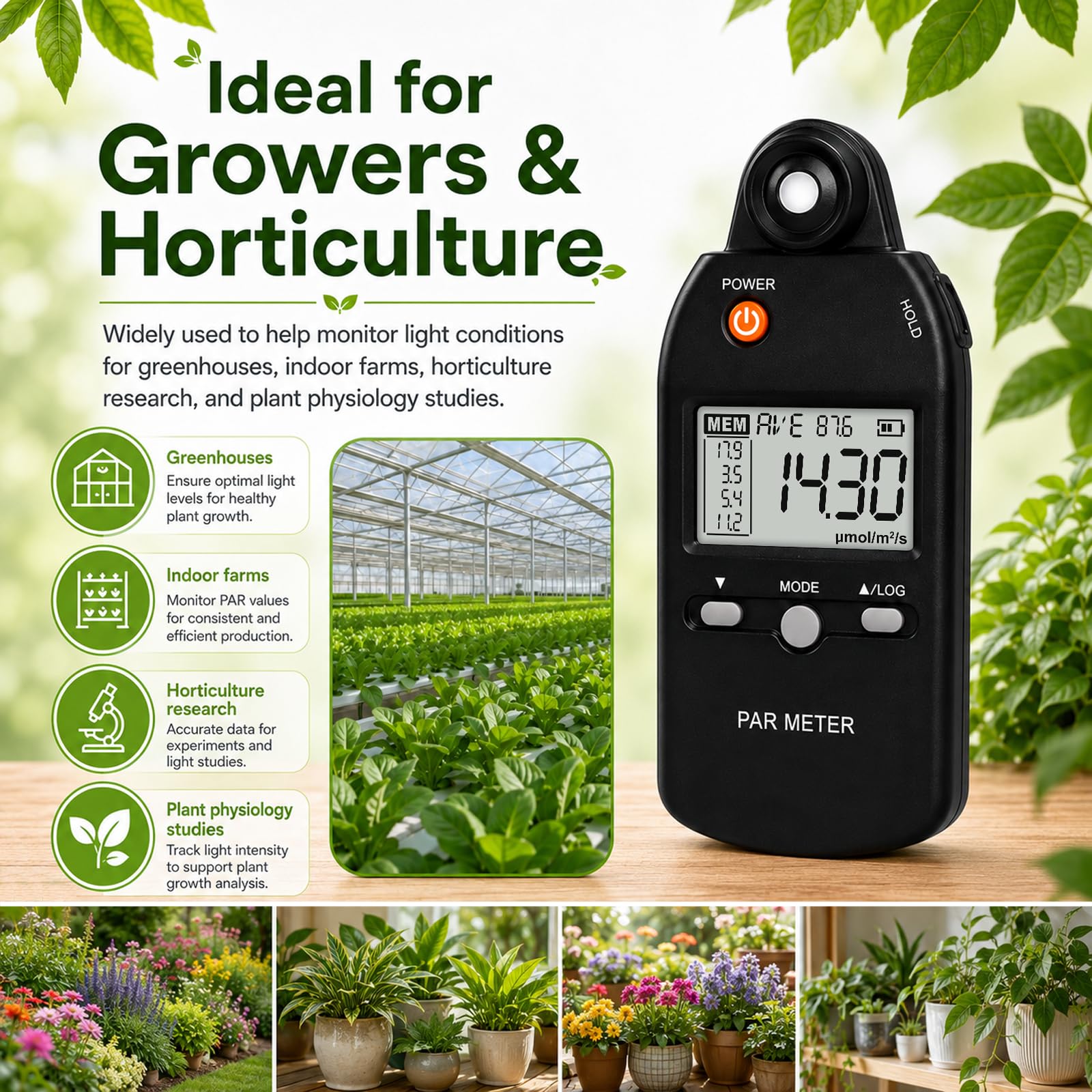 LED Grow Light PAR Meter - Precise Plant Light Measurement -3
