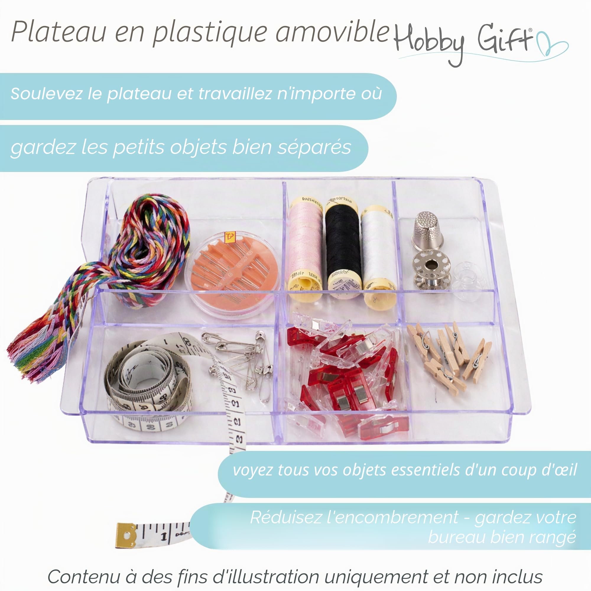 Hobby Gift Boîte de rangement pour artisanat de couture brodée exclusive de taille moyenne, Abeille brodée