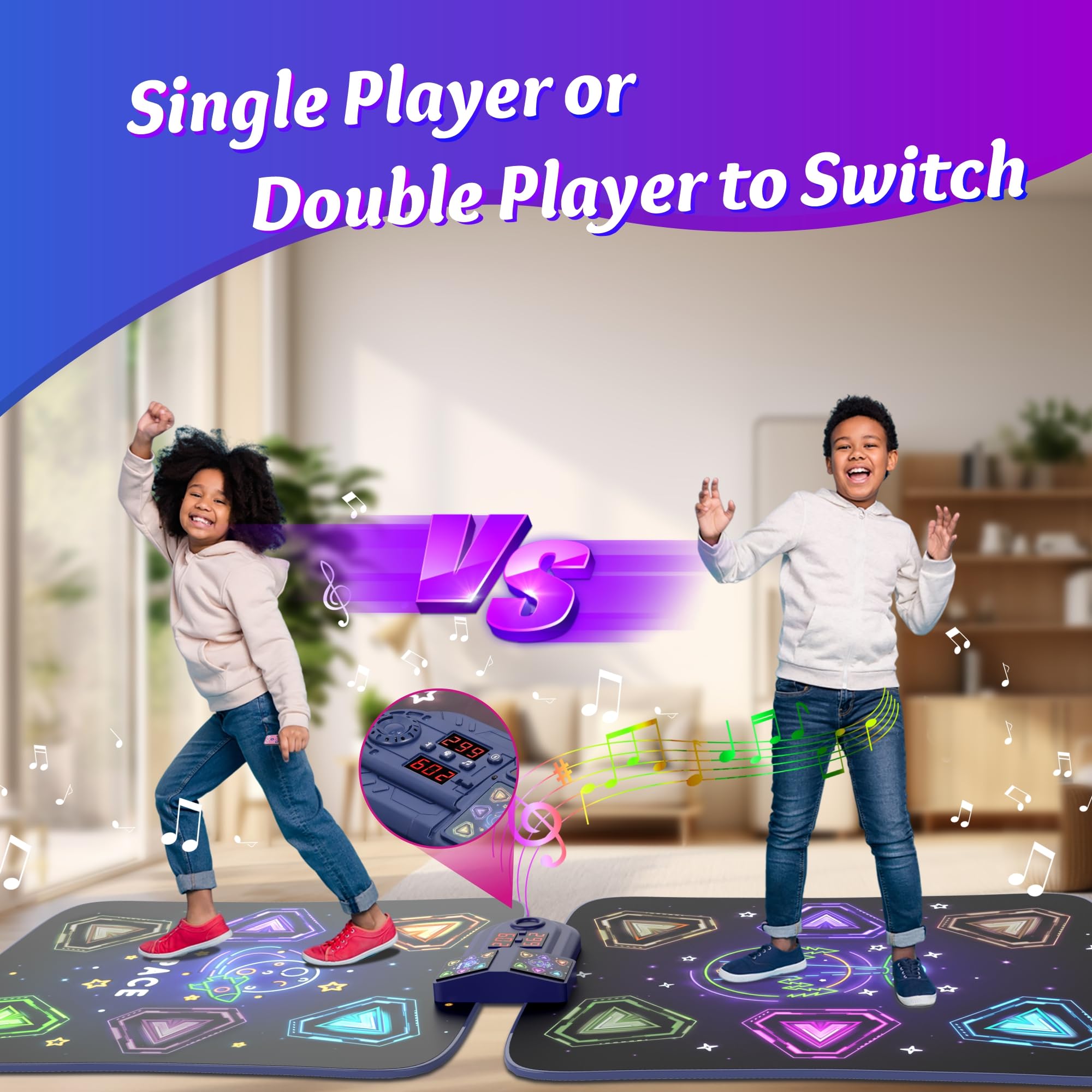 Juguetes de tapete de baile para niñas de 3 a 12 años, tapete de baile para niños con 12 botones iluminados, juguete de baile para 2 jugadores con 5 modos y Bluetooth, regalos de cumpleaños de Navidad 3