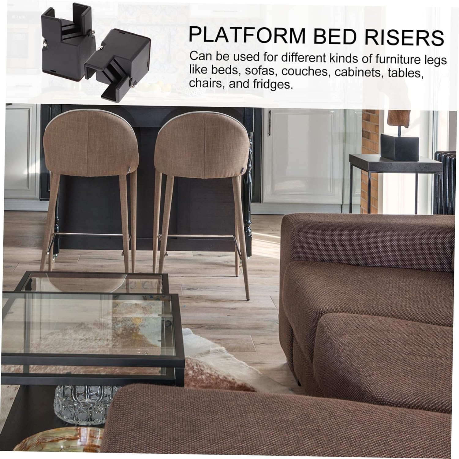 Mobestech Adjustable 2-Inch Furniture Risers for Bed and Table Heavy Duty Bed Riser Blocks Support Up 1.46-Inch Width for Sofa Couch and Dorm Furniture
