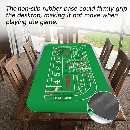 Miniatura 5 de GSE 70 x 35 pulgadas portátil profesional Casino Craps tapete de diseño de mesa con bolsa de transporte, goma antideslizante para dados de dados de