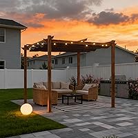 Vista 15 de PURPLE LEAF - Pérgola retráctil de 10 x 10 pies para exteriores con toldo para sol, refugio de metal para jardín, pabellón de patio, estructura