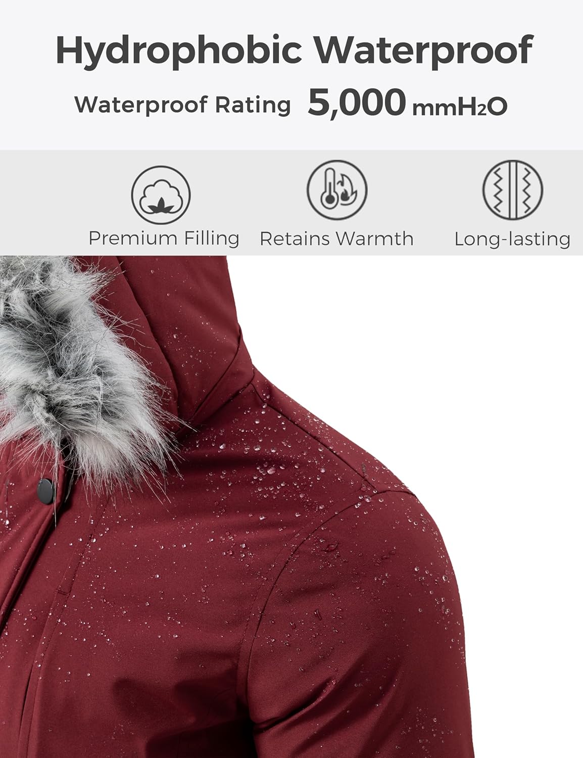 Wantdo Women's Down Jacket Water Resistant Warm Winter Parka Long Puffer Coat with Fur Hooded - Image 4