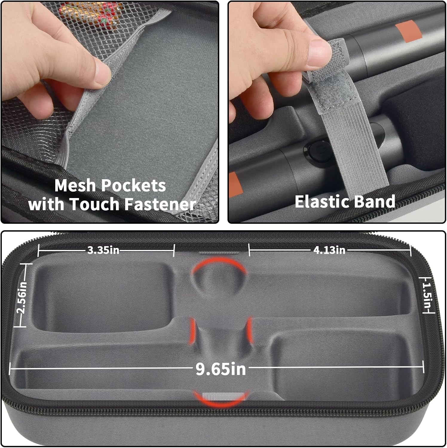 Wireless Microphone Case for JBL PartyBox & Two Mic System, Shockproof Karaoke Microphones Travel Storage Box with Mic Foam Cover, Holds 2 Mics, Receivers, Adapters, AA Batteries - Grey - Image 3