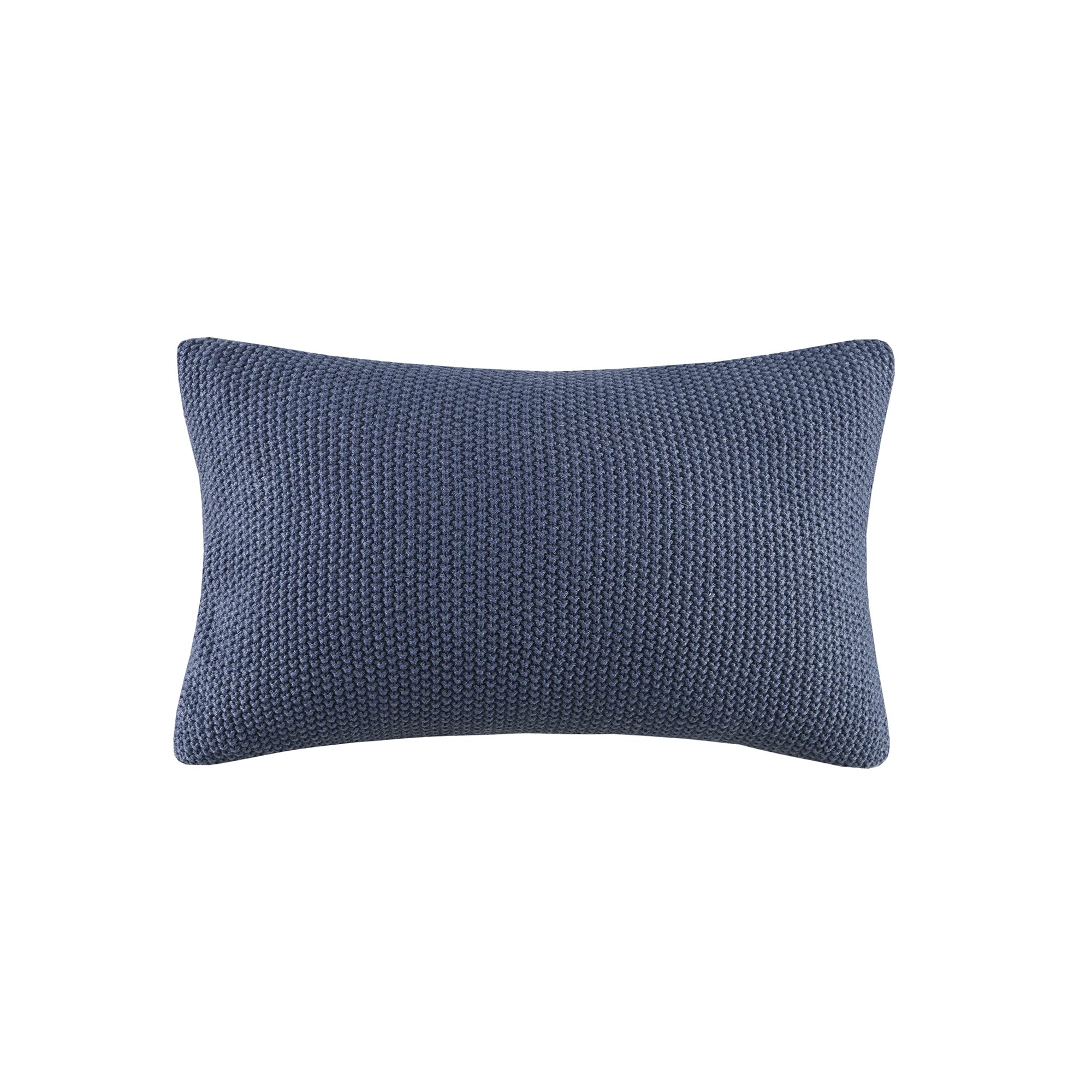 INK+IVYBree Knit Pillow Cover Soft Texture, Decorative Euro Case, Cottage Lifestyle Design for Sofa, Bed, Living Room Accent Hidden Zipper Closure (Cushion NOT Included), Indigo 12x20 II30-1148