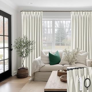 SHINELAND 108 Inch Blackout Curtains, 9FT Thermal Insulated Pinch Pleated Drapes for Living Room Bedroom, 2 Panels Set, 9 FT Length 40'' W x 108'' L, Ivory Cream