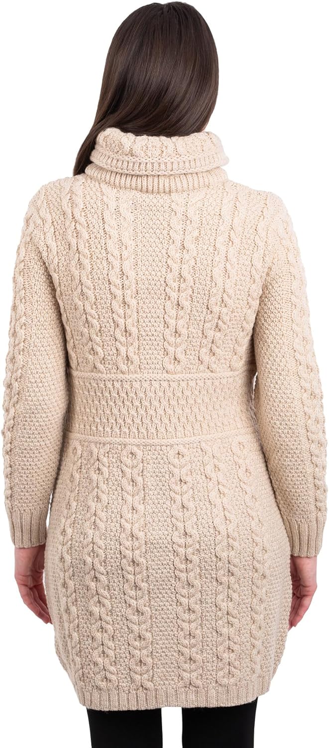 SAOL Irish Cardigan for Women with Pockets Made of 100% Merino Wool Ireland Long Coat - Image 2