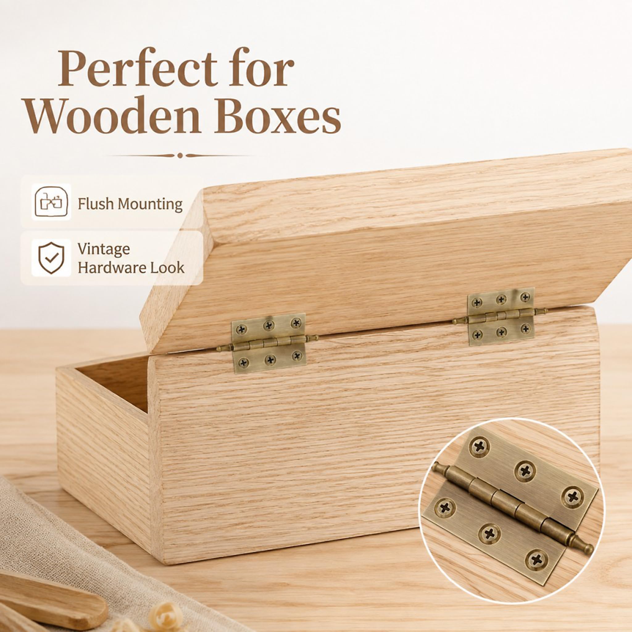 Brushed Bronze Hinges - 2 Inch Folding Butt Hinges (2Pcs) -4
