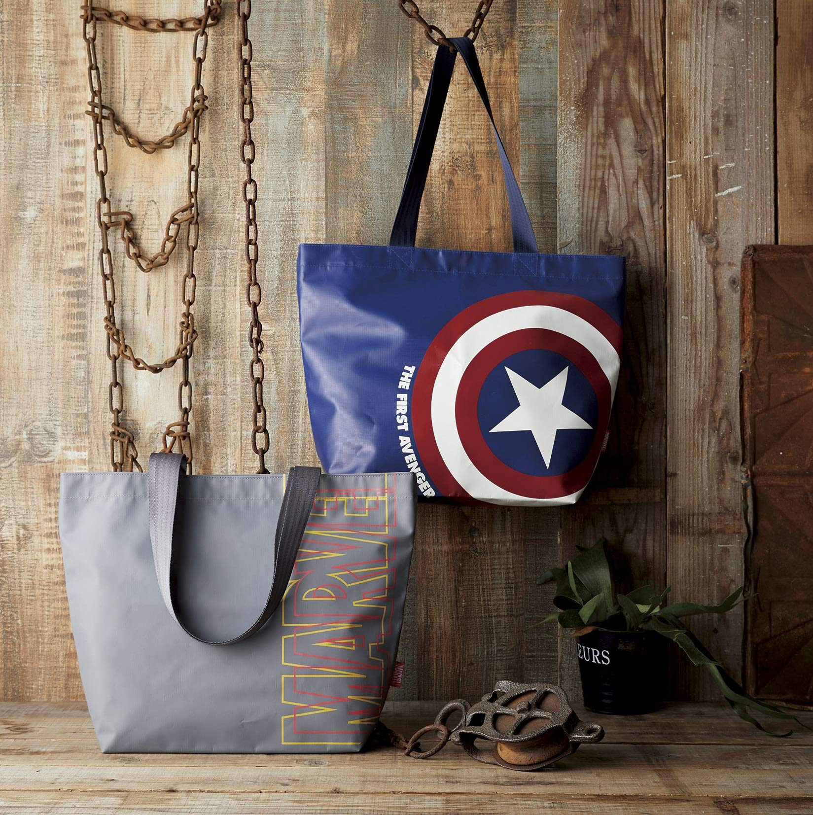 Amazon.co.jp: 丸眞 トートバッグ Marvel マーベル ロゴ H33×W44×D15cm