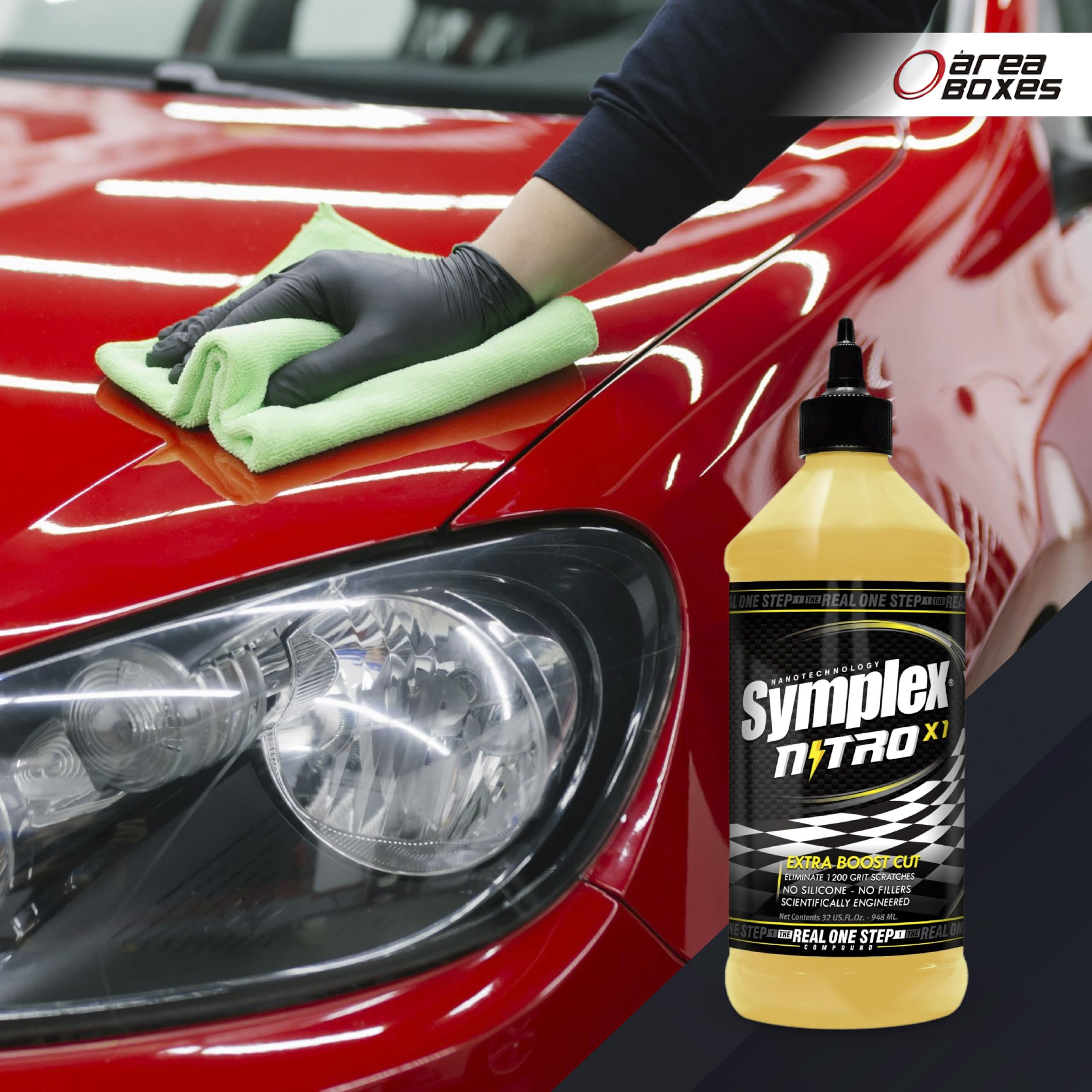 Lucido Per Auto High Cut, 950ml [Nitro X1] Composto 3 in 1 "One Step". Riparazione Graffi, Senza Silicone. Rimuove I Graffi. Non Macchia. [Taglio, Livellamento E Sigillatura Con Elevata Brillantezza]