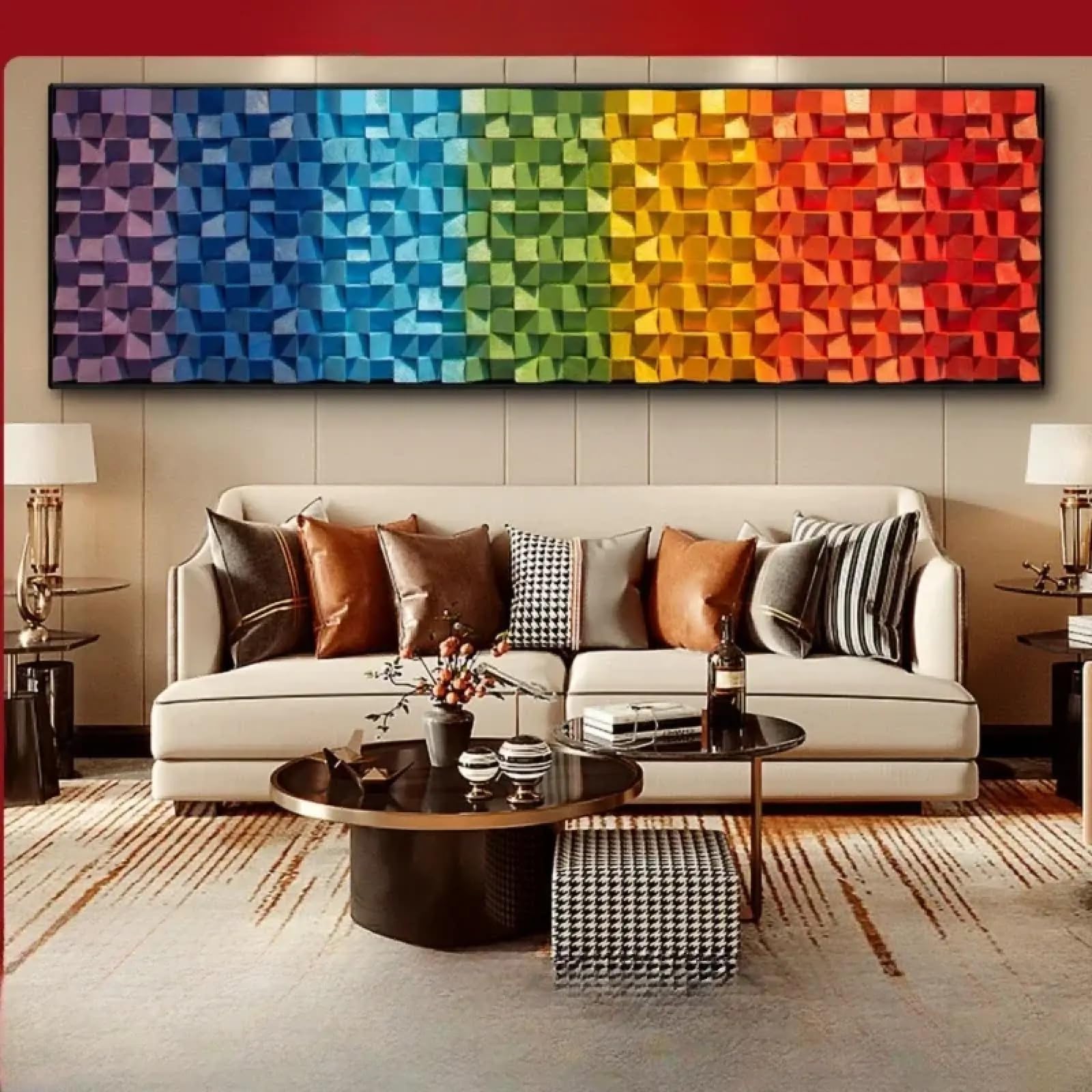Peinture murale moderne mosaïque XINBAO tableau abstrait salon déco 65x145cm