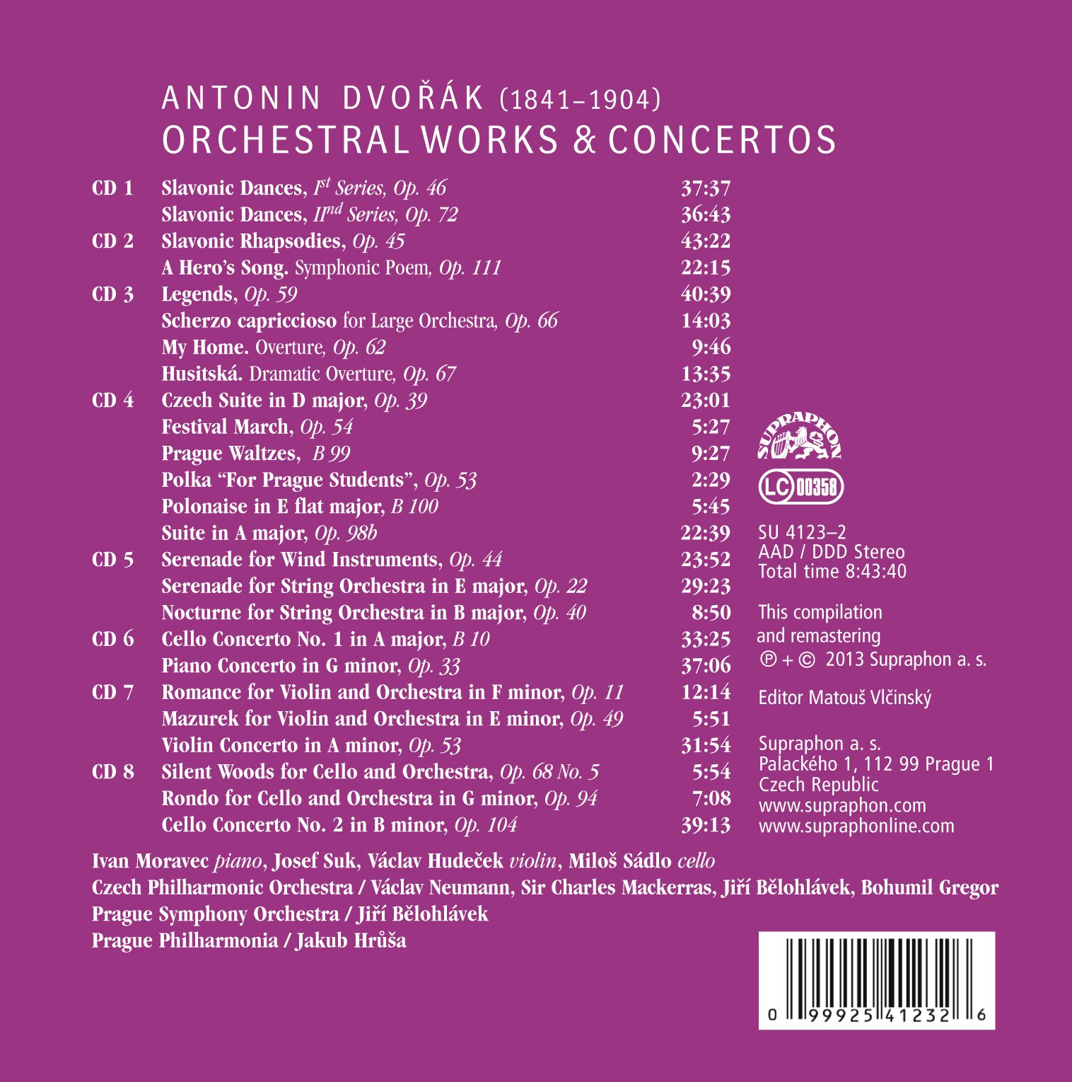 Dvorak: Obras Orquestales Y Conciertos (8 Cds) / Orq. Fil. Checa