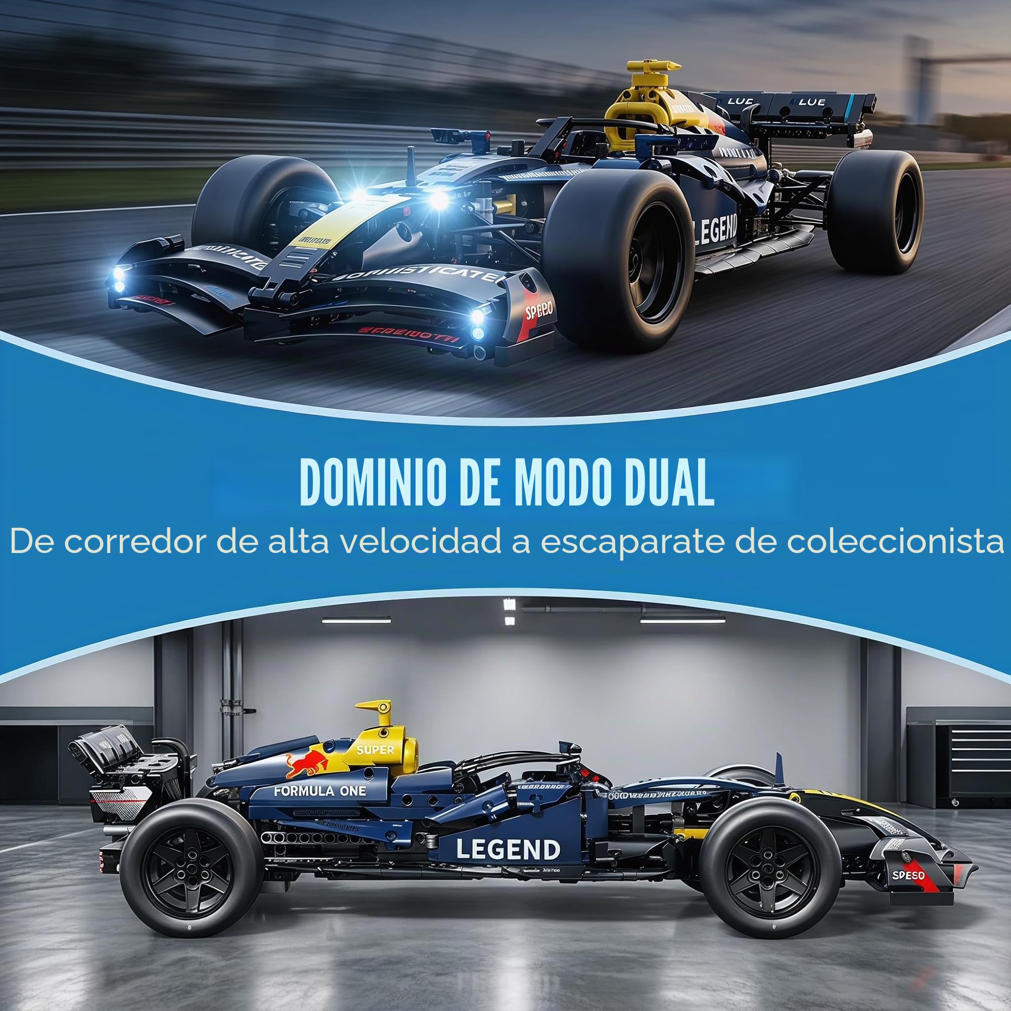 Coche RC 1:10, Coche RC de Carreras, 1:10 con LED Modelo | Coche RC 1:10: sistema RC, luces LED y suspensión detallada; montaje en familia, conducción interior, exposición y regalos