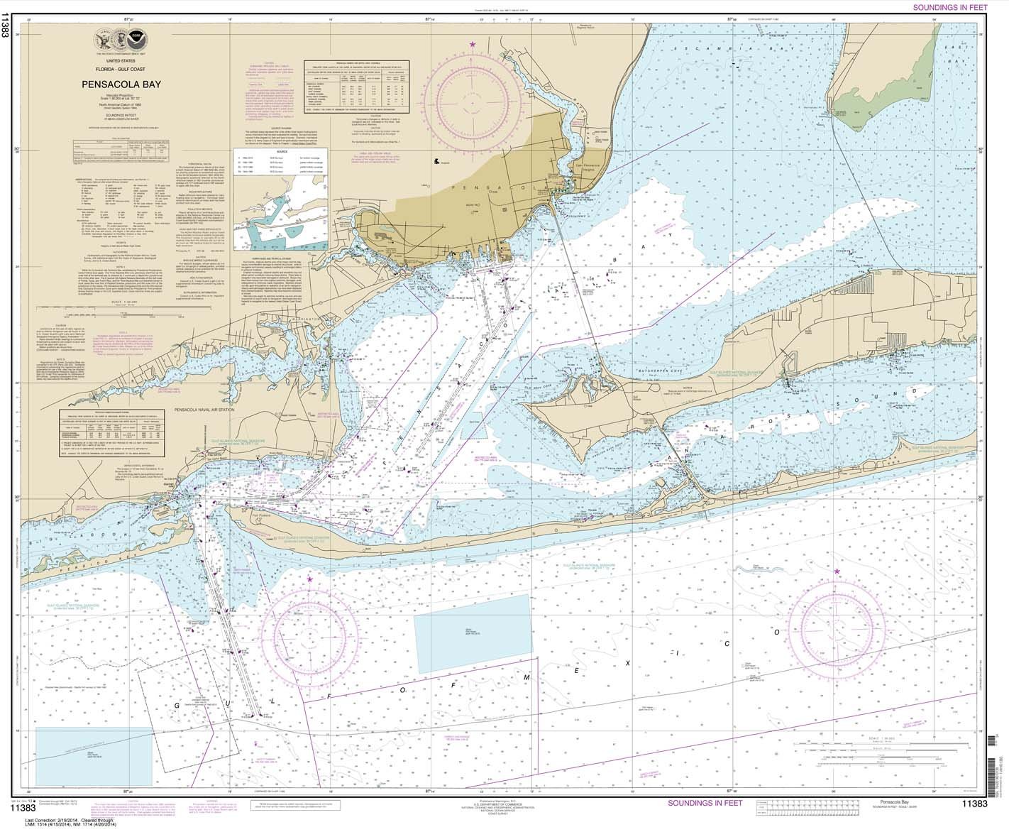 NOAA Chart 11383: Pensacola Bay, 34.8 X 42.2, Traditional Paper
