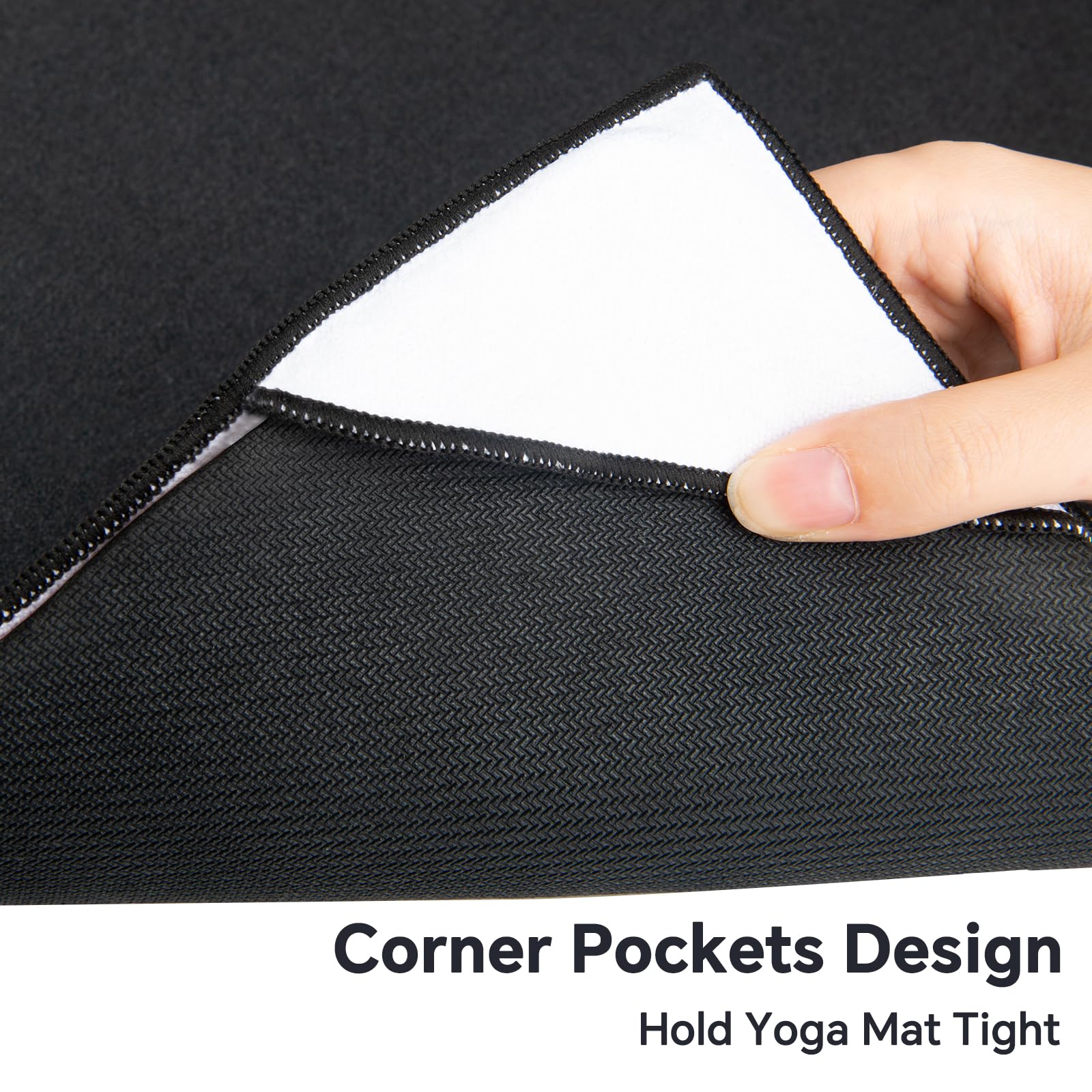 Colorful Star Toalla de yoga grande con bolsillos en las esquinas, antideslizante con puntos de agarre absorbente de sudor, toallas de yoga calientes con bolsa de viaje, funda de alfombrilla para