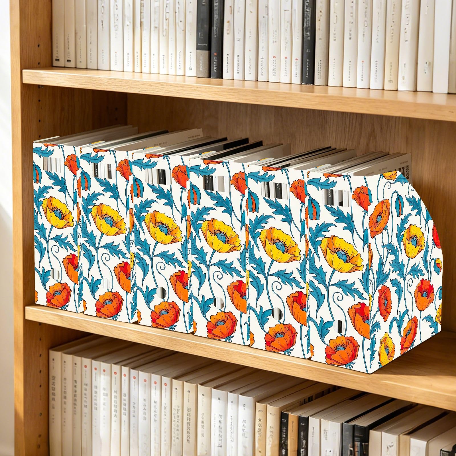 Bonito organizador de papel blanco floral estético para escritorio