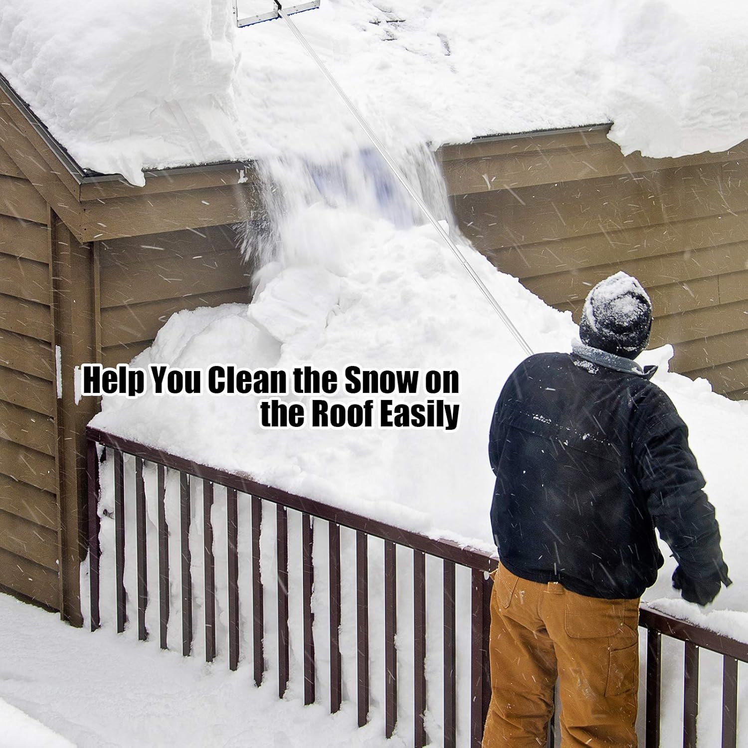 review GYMAX Snow Roof Rake, Extendable Aluminum Snow Roof Rake, Heavy Duty Effective Snow Removal for House Roof Car Shelter