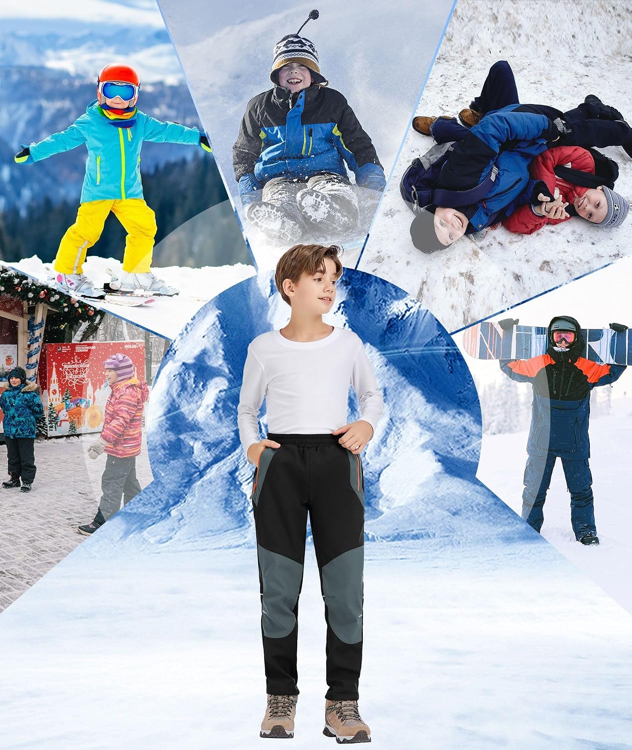 Zoofly Kids Snow Pants Waterproof Boys Winter Fleece Lined Pants Girls