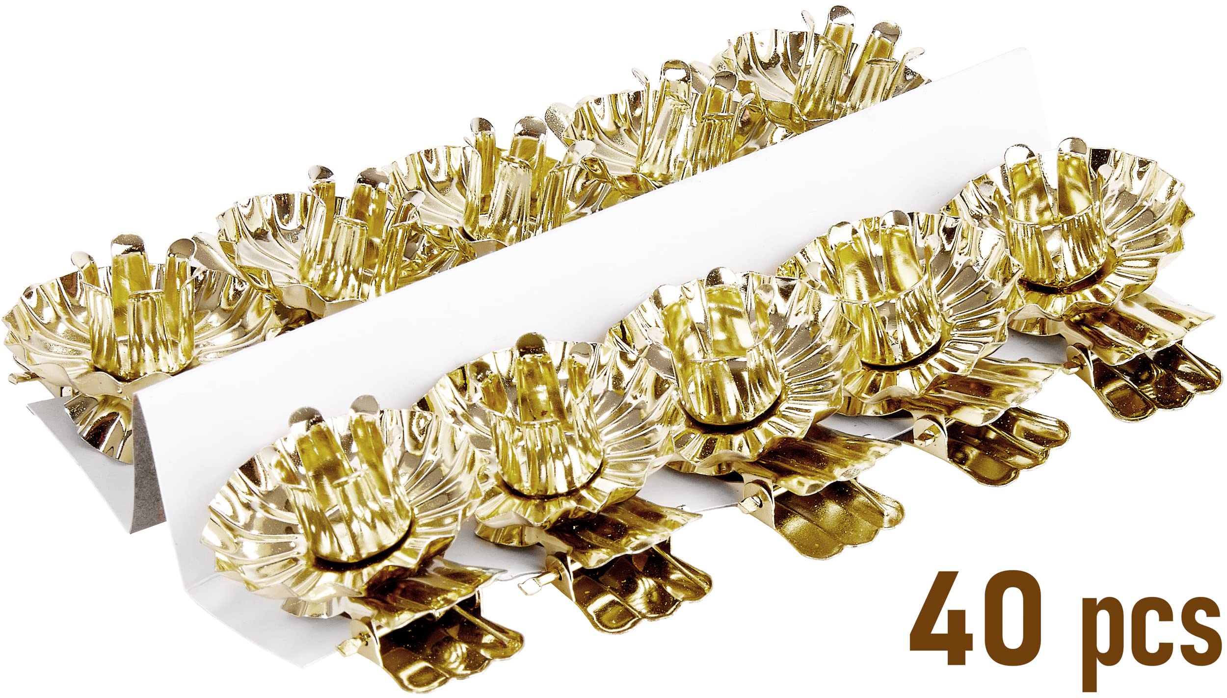 BRUBAKER 40 Pack Tree Candle Holders for Christmas Tree - Gold - Traditional Vintage Candle Holders with Clip