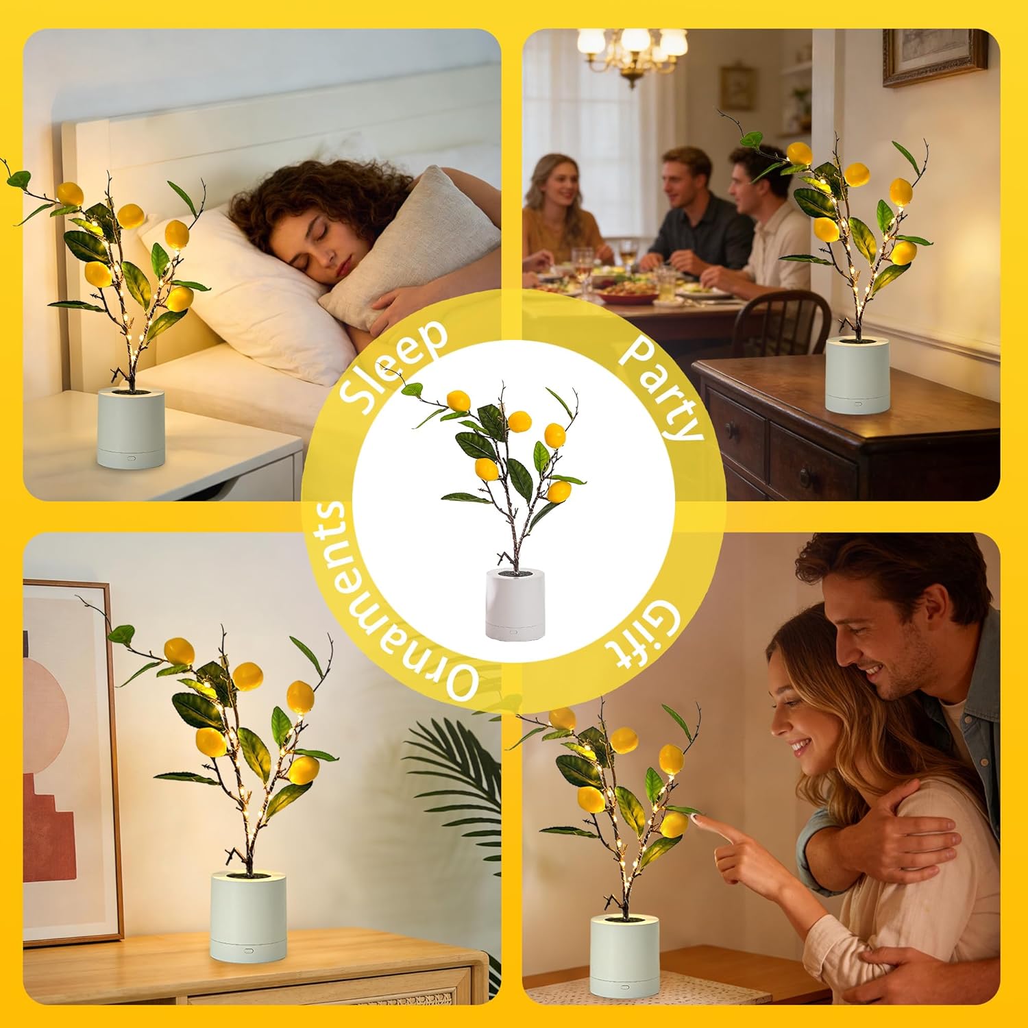 WSYEAR Small Fake Lemon Tree for Lemon Decor,Real Touch Faux Plant for Home Office Desk Decor Farmhouse Kitchen Living Room