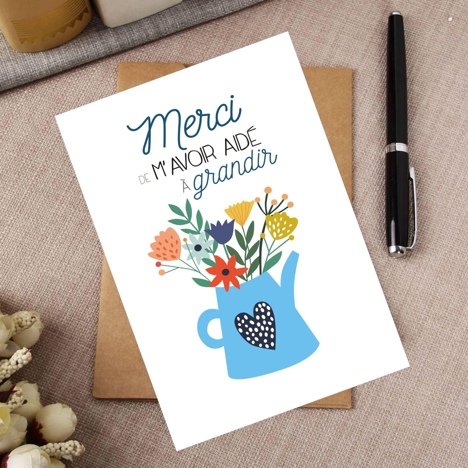 Carte de vœux Merci maitresse nounou professeur 2 pièces