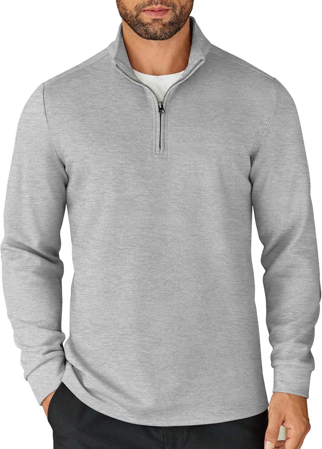 COOFANDY Men's Quarter Zip Up Pullover Lightweight Mock Neck Sweatshirt Casual Long Sleeve Polo Shirt
