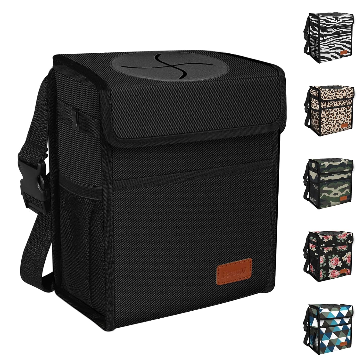 Femuar Leak Proof Car Trash Can with Lid - Waterproof Automotive Garbage Bin for SUVs Collapsible and Portable