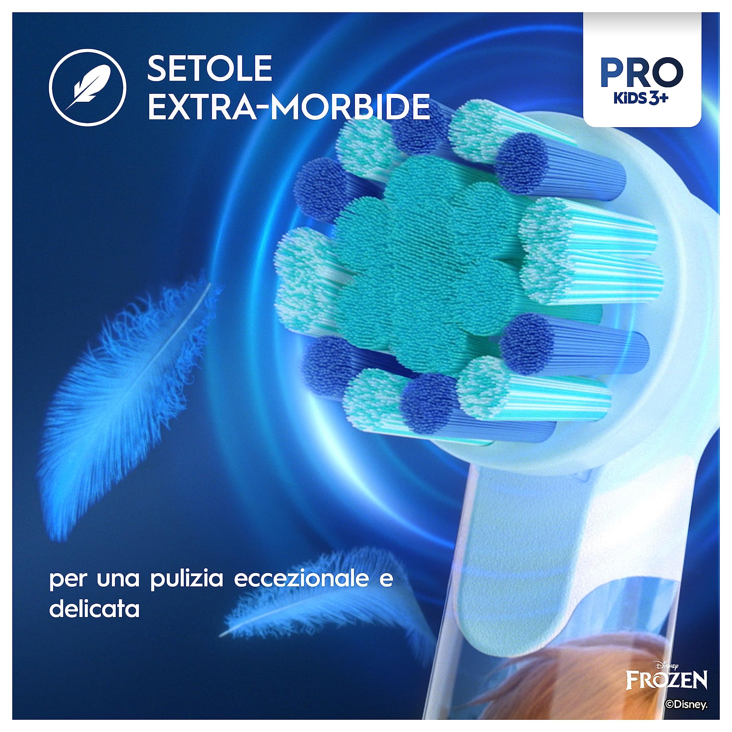 Oral-B Spazzolino Elettrico Ricaricabile Kids 3+, 1 Testina, Custodia, Azzurro - Disney Frozen, 1 Testina di Ricambio per Spazzolino Elettrico, dai 3 Anni in Su, Delicato sulle Gengive, Custodia