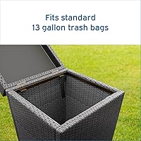 Vista 4 de Nestl Bote de basura gris para exteriores de 30 galones con tapa, cubo de basura de mimbre para patio