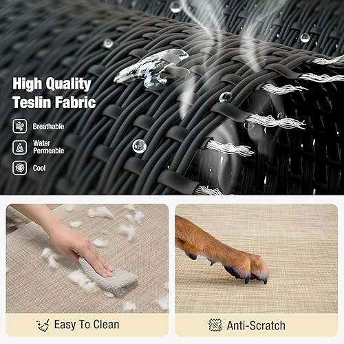 Miniatura 5 de Veehoo Cama elevada refrescante para perros, camas para perros grandes, cama elevada para perros con barandilla y reposacabezas inclinados, malla