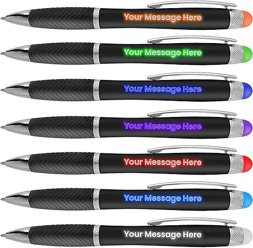 Miniatura 4 de Paquete de 80 bolígrafos personalizados, grabado láser sin granel, bolígrafo de 3 pulgadas, lápiz óptico y área personalizada con luz, nombre