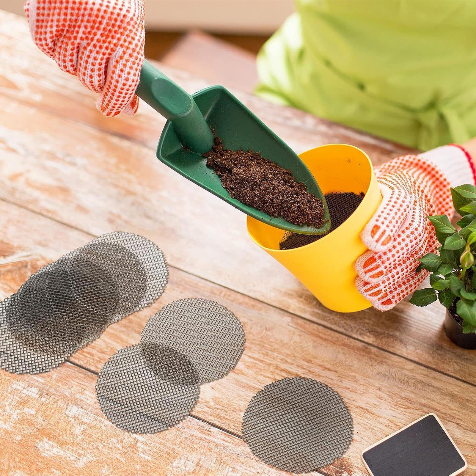 20 Stück Blumentopf-Gittermatten – Rund, Drainage-Sieb, Für Topfboden, Atmungsaktiv, Schwarz