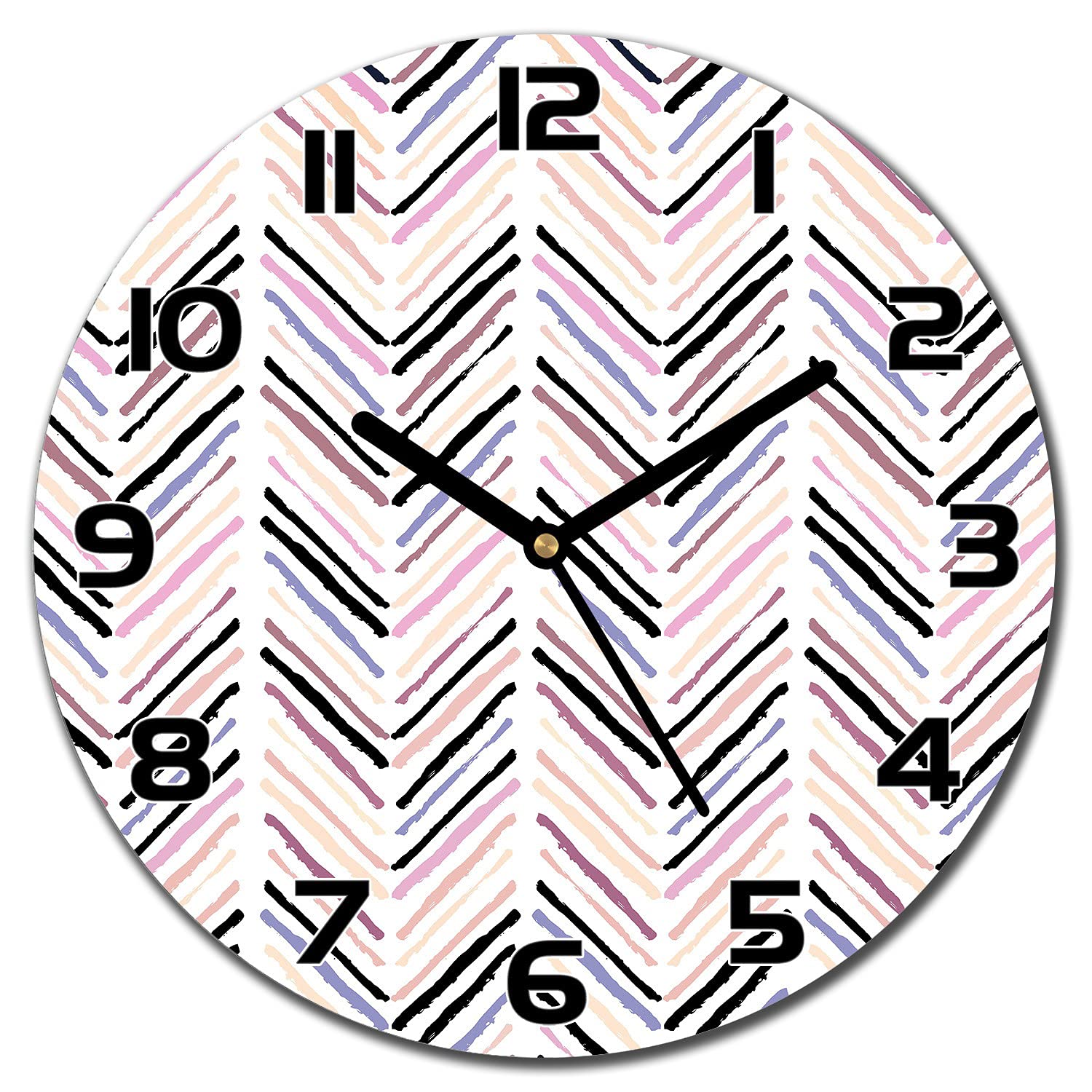 Horloge en Verre de Sécurité 30 cm Impression Haute Définition Herringbone