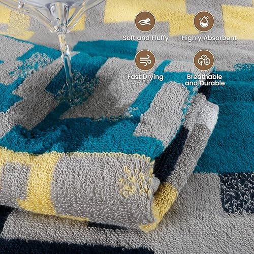 Vista 122 de SEMAXE - Juego de toallas de baño grises, 2 toallas de baño, 2 toallas de mano, 4 toallas faciales, toalla 100% algodón para baño, toalla suave