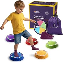 Special Supplies MUSICAL LED Stepping Stones for Kids -Light-Up Balance Blocks- Coordination & Balance for Toddlers & Children- Durable Non-Slip Rubber, Safe Indoor & Outdoor Play-Set of 5