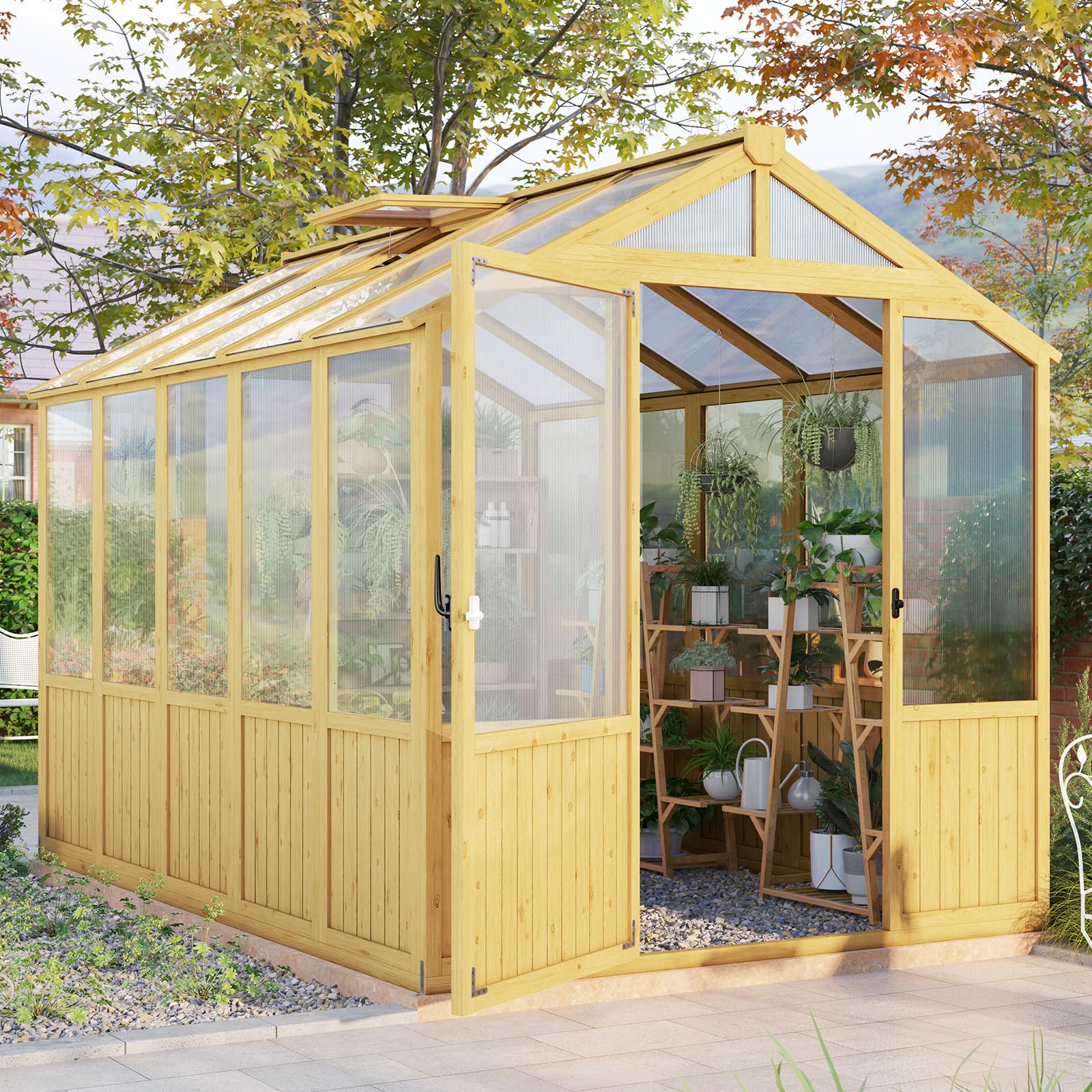 Amazon.com : Jocisland 6x8x6.5 Ft Wooden Greenhouse, Pre-Assembled