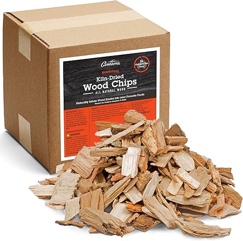 Camerons Products - Chips de madera para ahumar - Roble Caja de 5 libras 420 pulgadas cúbicas - 100 natural corte de curso ahumar madera y astillas